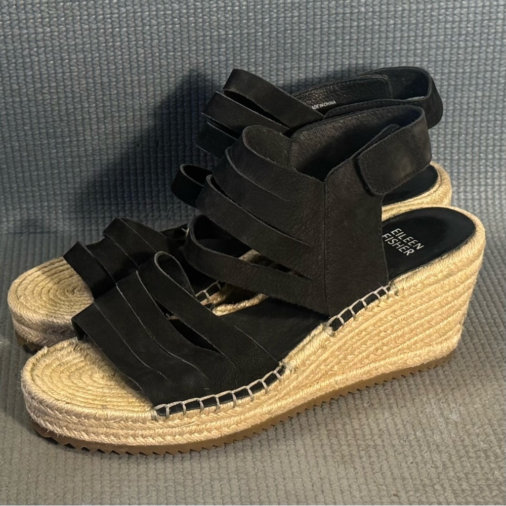 Eileen Fisher Women’s Largo Espadrilles Platform Wedge Heels Sandals Size 8.5